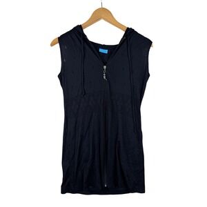 Dotti Full Zip Sleeveless Coverup size Medium Black